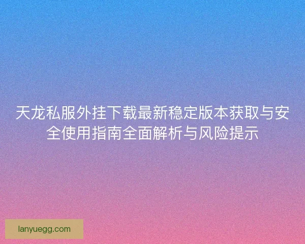 天龙私服外挂下载最新稳定版本获取与安全使用指南全面解析与风险提示